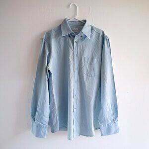 Brunello Cucinelli Men's Slim Fit button down Shirt Size L Blue Denim Chambray
